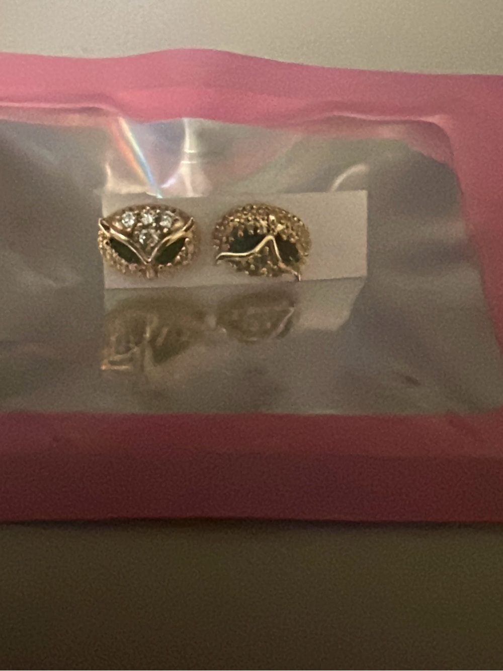Gold Tone Crystal Accent Hedgehog Stud Earrings - Unbranded